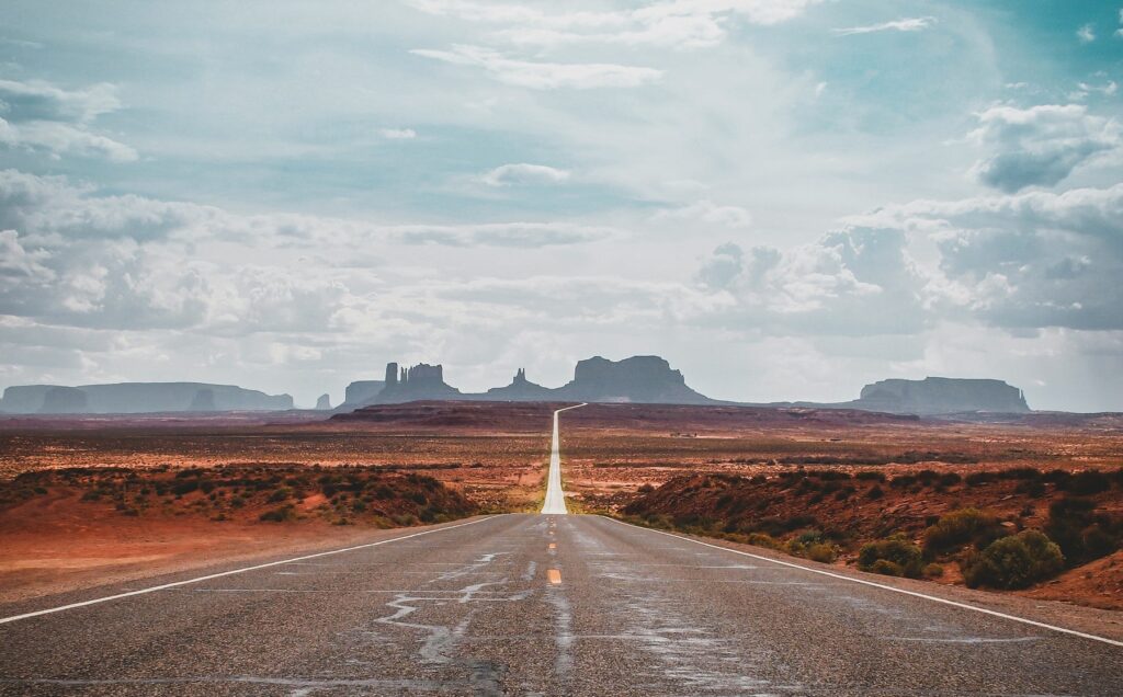 Open road navigating through the Arizona desert