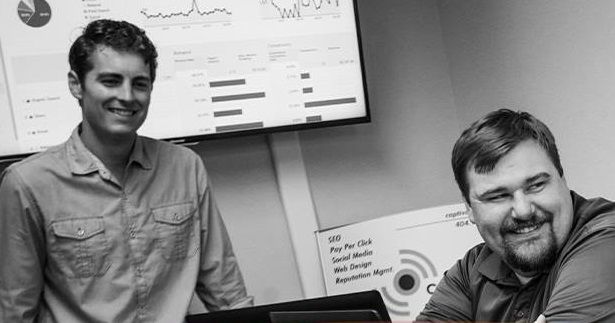 Me, SEO consultant, (left) and my colleague and former employer, Chris Everett (right), at Captivate Search Marketing HQ