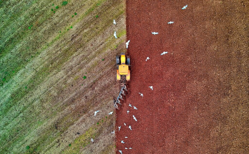 aerial view of changing farm landscape, showing how the freelance SEO consulting landscape changes