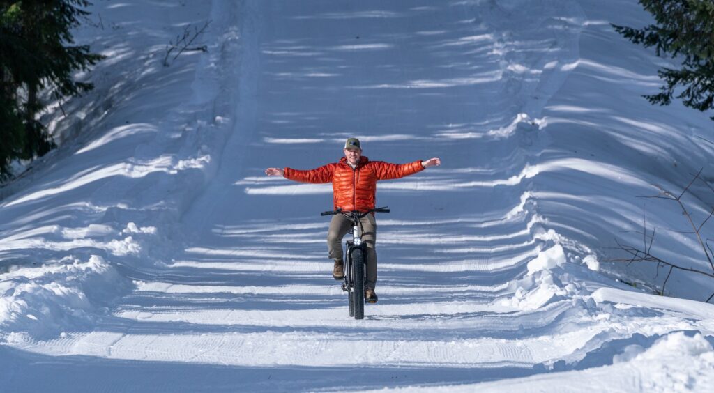 riding bikes in traverse city in the winter on VASA Trail